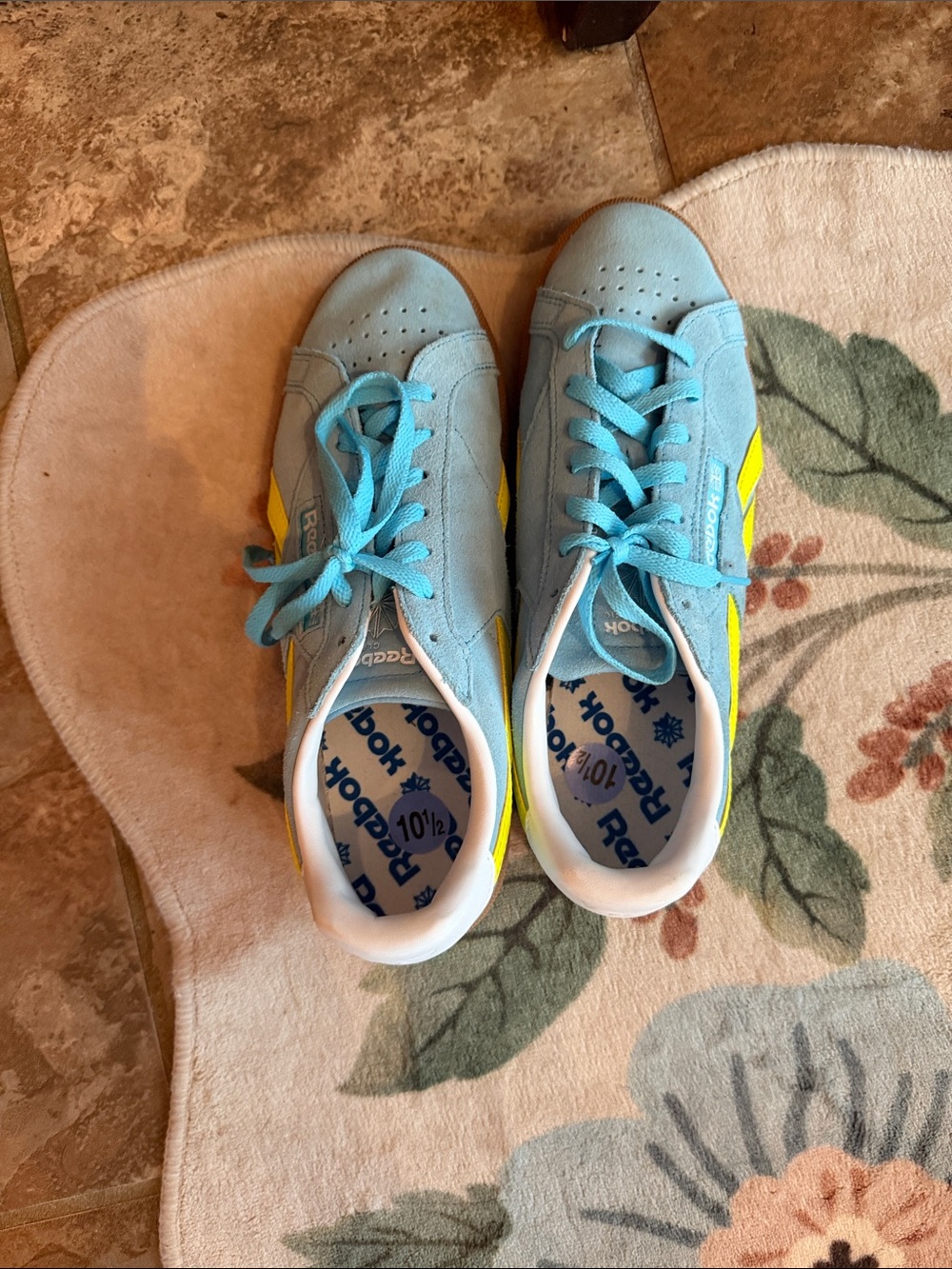 Reebok Kids Blue Sneakers with Yellow Accents